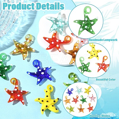 5Pcs Handmade Lampwork Pendants LAMP-YW0001-85-1