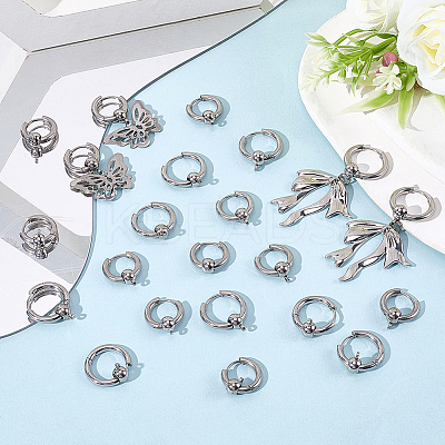 24Pcs 2 Styles 304 Stainless Steel Hoop Earring Findings FIND-SC0017-16A-1