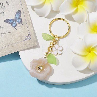 Flower Acrylic Imitation Gemstone Pendant Keychain KEYC-JKC00692-03-1