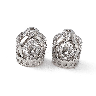 Brass Micro Pave Clear Cubic Zirconia Beads KK-E068-VB154-1