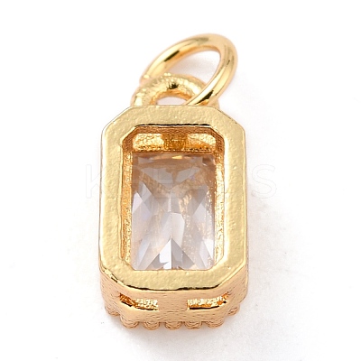 Real 18K Gold Plated Brass Inlaid Cubic Zirconia Charms ZIRC-L100-075G-03-1