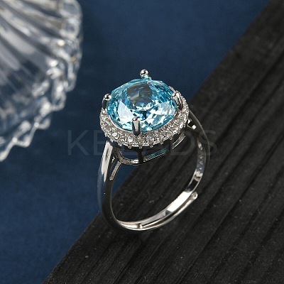 925 Sterling Silver Micro Pave Cubic Zirconia Finger Rings RJEW-B134-01B-06-1