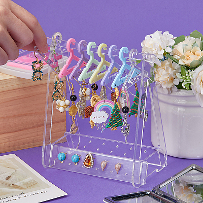 1 Set Coat Hanger Removable Acrylic Earring Displays EDIS-CP0001-10-1