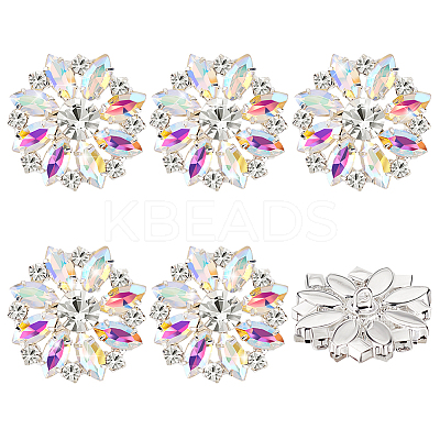 6Pcs 1-Hole Alloy Rhinestone Shank Buttons BUTT-GA0001-15A-1