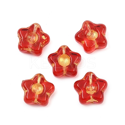 Electroplate and Golden Metal Enlaced Glass Beads EGLA-T029-02C-1