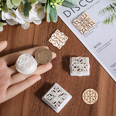 3Pcs 3 Styles Retro Flower Pattern Resin Clay Pressed Molds DIY-CP0010-32-1