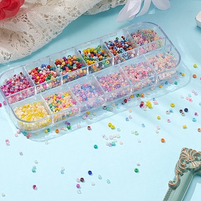 12 Style 12/0 Glass Seed Beads SEED-YW0001-49D-1