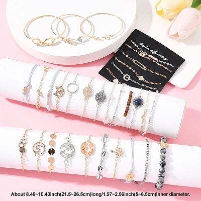 8Sets 8 Styles Iron Alloy Link Bracelets Set for Women BJEW-FS0001-10-1
