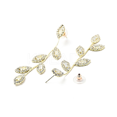 Clear Cubic Zirconia & Crystal Rhinestone Long Dangle Stud Earrings LS-EJEW-C037-06C-LG-1