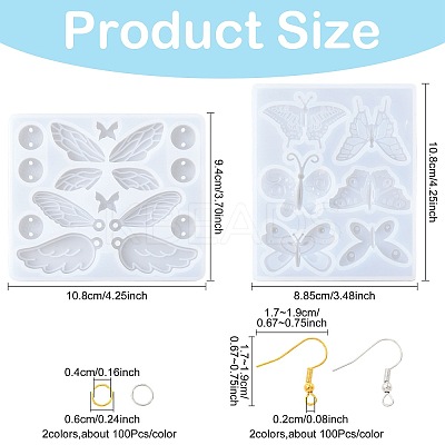 2Pcs 2 Styles DIY Butterfly Ornament Silicone Molds DIY-FS0010-05-1