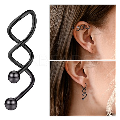 316 Stainless Steel Spiral Barbell LS-AJEW-G042-02EB-1