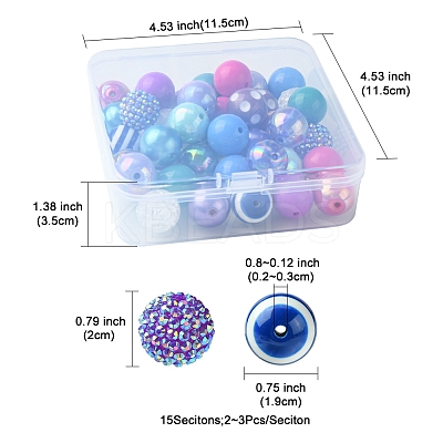 DIY Round Resin Beads and Acrylic Beads Jewelry Making Findings Kits DIY-FS0007-73-1