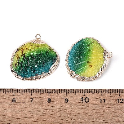 Spray Paint & Electroplate Natural Sea Shell Pendants SSHEL-N042-16B-1