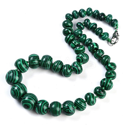 Synthetic Malachite Rondelle Graduated Beaded Necklaces for Women Men NJEW-K388-02K-1