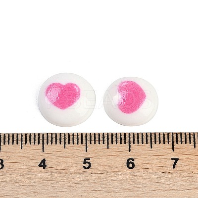 White and Pink Flat Round Cartoon Resin Cabochons LS-CRES-Q009-01F-1