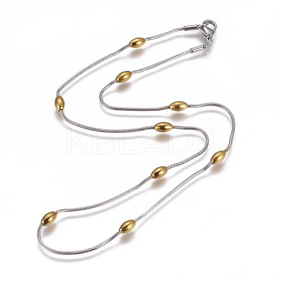 304 Stainless Steel Herringbone Chain Necklaces NJEW-F261-19GP-1