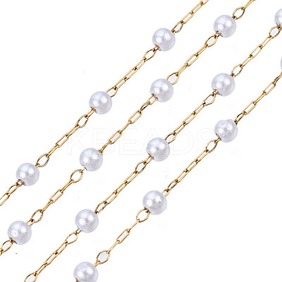 ABS Plastic Pearl Round Beaded Chains CHS-N003-16-1