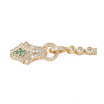 Brass Micro Pave Cubic Zirconia Fold Over Clasps KK-S531-34G-1
