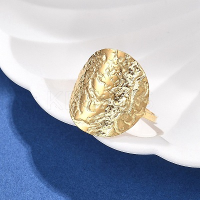 Flat Round 304 Stainless Steel Open Cuff Ring for Women RJEW-M049-01G-02-1