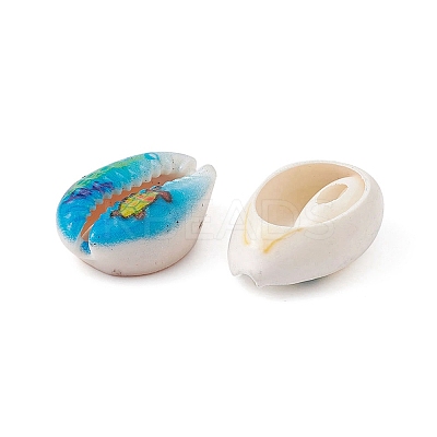 20Pcs Printed Natural Cowrie Shell Beads SHEL-YW0001-03D-1
