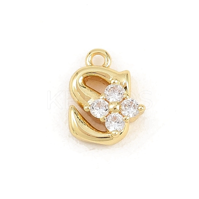 Brass Micro Pave Clear Cubic Zirconia Charms KK-Z151-18G-S-1