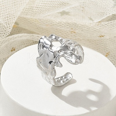Irregular 304 Stainless Steel Open Cuff Rings for Unisex RJEW-Q003-01P-1