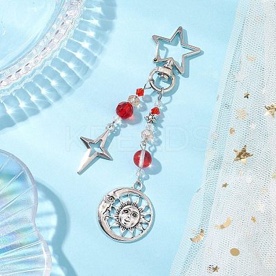 Glass Bead & Alloy Pendant Decorations HJEW-JM03016-1