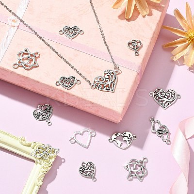 100Pcs 10 Styles Tibetan Style Alloy Connector Charms TIBE-CJ0001-27-1