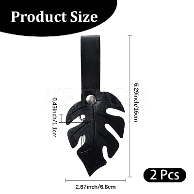 2Pcs Leaf PU Leather Cardigan Clips JEWB-CL0001-01C-1