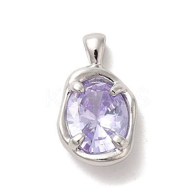 Platinum Brass Micro Pave Cubic Zirconia Pendants KK-U031-02P-06-1
