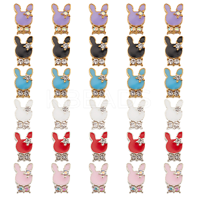 30Pcs 6 Colors Alloy Clear Rhinestone Cabochons FIND-OC0001-67-1