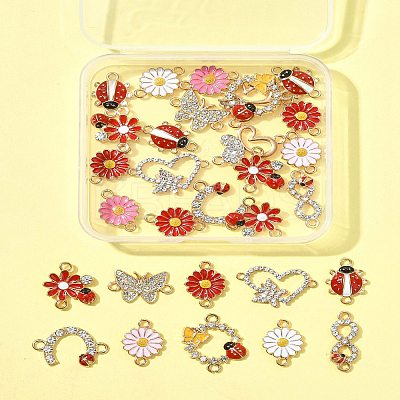 30Pcs 12 Styles Zinc Alloy Enamel Connector Charms FIND-FS0004-42-1