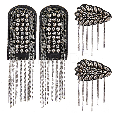 4Pcs 2 Style Iron Felt Fashion Tassel Epaulette FIND-FH0008-08-1