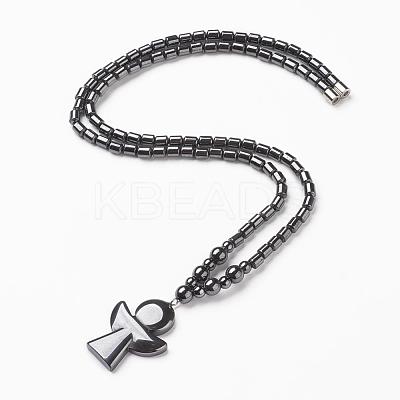 Non-magnetic Synthetic Hematite Pendant Necklaces NJEW-G290-18-1