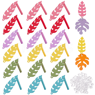 24Pcs 6 Color Iron Leaf Stud Earring Findings IFIN-PH0001-99-1