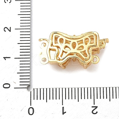 Brass Micro Pave Cubic Zirconia Butterfly Box Clasps KK-H526-12G-1