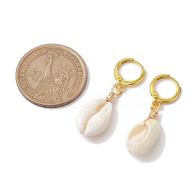 Natural Mixed Cowrie Shell Hoop Earrings EJEW-JE05777-1