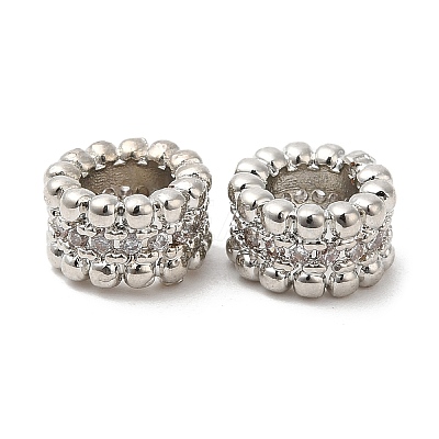 Rack Plating Brass Cubic Zirconia European Beads KK-R147-05P-1