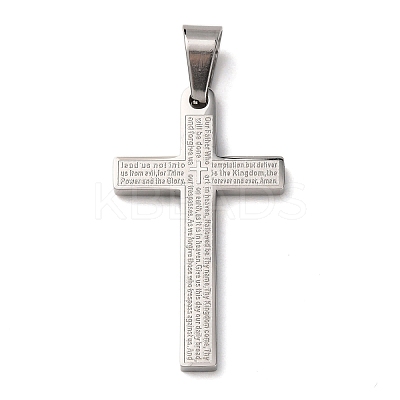 304 Stainless Steel Religion Bible Cross Pendants STAS-F323-11P-1