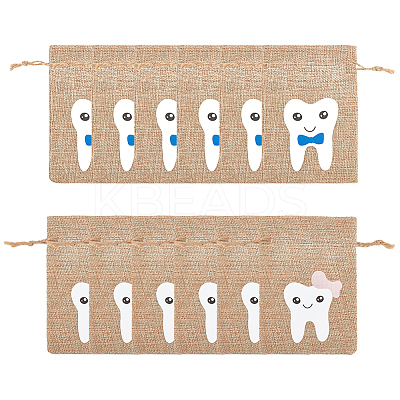 12Pcs 2 Colors Rectangle Linen Packing Pouches ABAG-FG0001-03-1