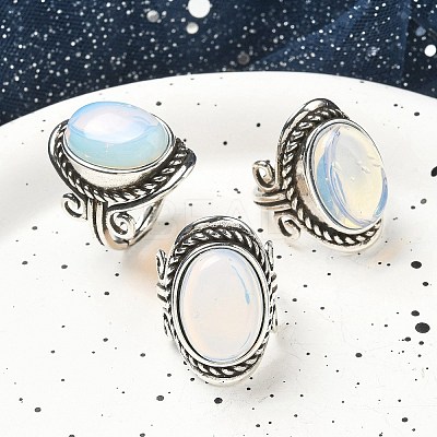 Opalite Adjustable Rings RJEW-I108-01AS-05-1