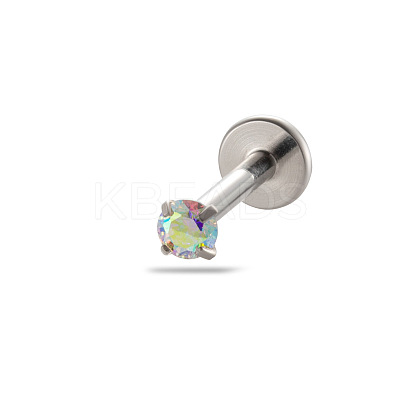G23 Titanium Alloy Cubic Zirconia 17 Gauge Flat Round Threadless Labrets WG94BD7-22-1