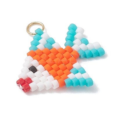 Glass Seed Beaded Fish Pendants PALLOY-MZ01219-02-1