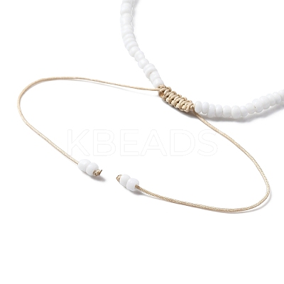Glass Seed Beaded Necklace & Braided Beaded Bracelet SJEW-JS01283-01-1