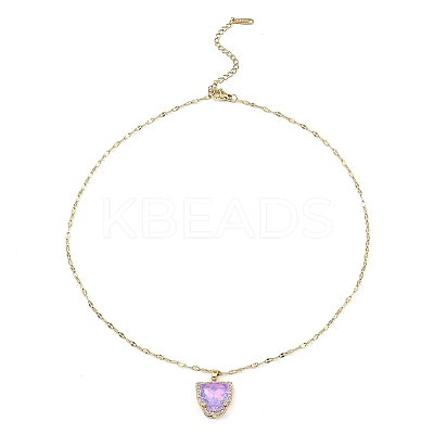 Tiger Head Light Gold Brass Micro Pave Cubic Zirconia Pendant Necklaces NJEW-E105-18KCG-02-1