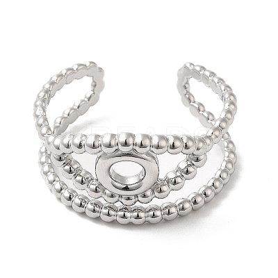 Non-Tarnish 304 Stainless Steel Hollow Evil Eye Open Cuff Ring for Women RJEW-I098-09P-1