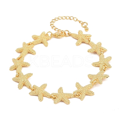 Starfish Brass Link Chain Bracelets for Women BJEW-K248-07A-G-1