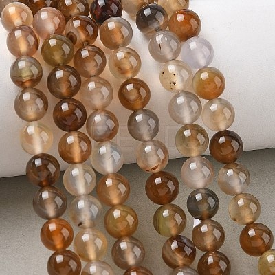 Dyed Natural Agate Round Beads Strands X-G-E321B-8mm-01-1