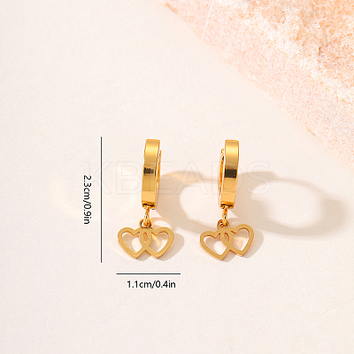Fashionable Classic 201 Stainless Steel Heart Hoop Earrings RL8439-1