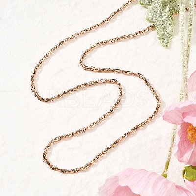 3MM 304 Stainless Steel Rope Chain Necklaces for Women NJEW-B131-07RG-1